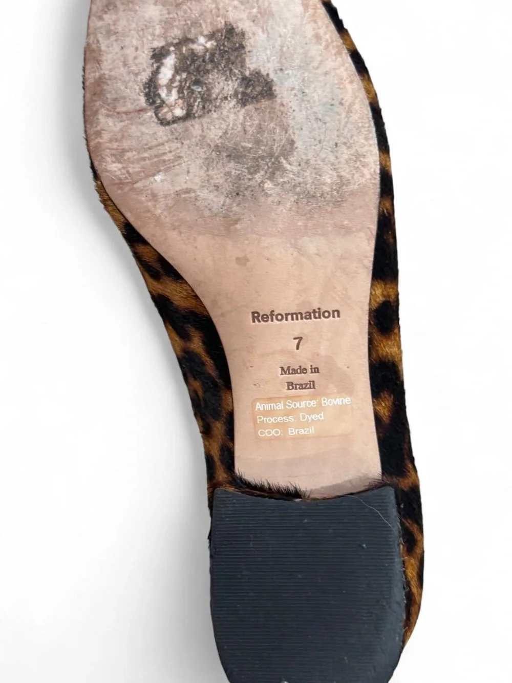 reformation terry ball leopard print kitten heel shoes